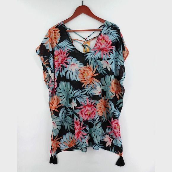 Kona Sol Dress Cover-Up Women Small Tropical Floral Print Tunic - Picture 2 of 12